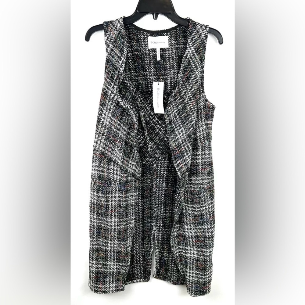 BCBGeneration Women’s Black Sleeveless Knit Open Sweater Size XS